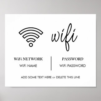 WiFi Password Signieren Airbnail Guest Room Zeiche Poster