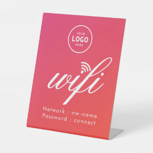 WiFi Passwort Code Geschäft Logo Blau  Sockelschild