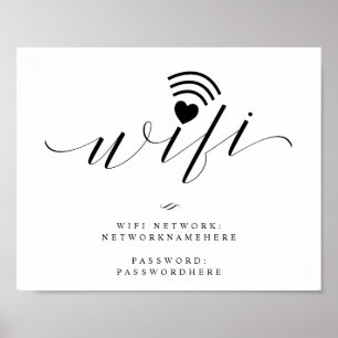 Wifi-Passwort-Kalligrafie-Schrift-Hochzeitsschild Poster