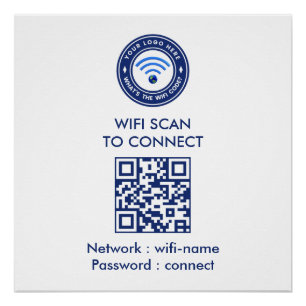 WiFi-Passwort-QR-Code-Schild Wi‑Fi Immobilienm Poster