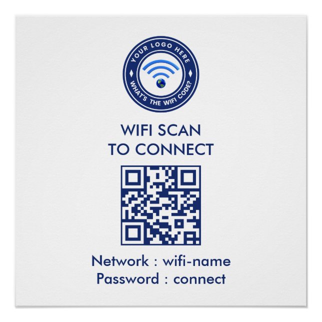 WiFi-Passwort-QR-Code-Schild | Wi‑Fi | Immobilienm Poster (Vorderseite)