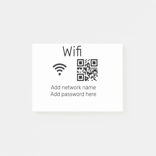 Wifi Passwort-Zeichen hinzufügen Q R Code hier Det Post-it Klebezettel (Vorderseite)