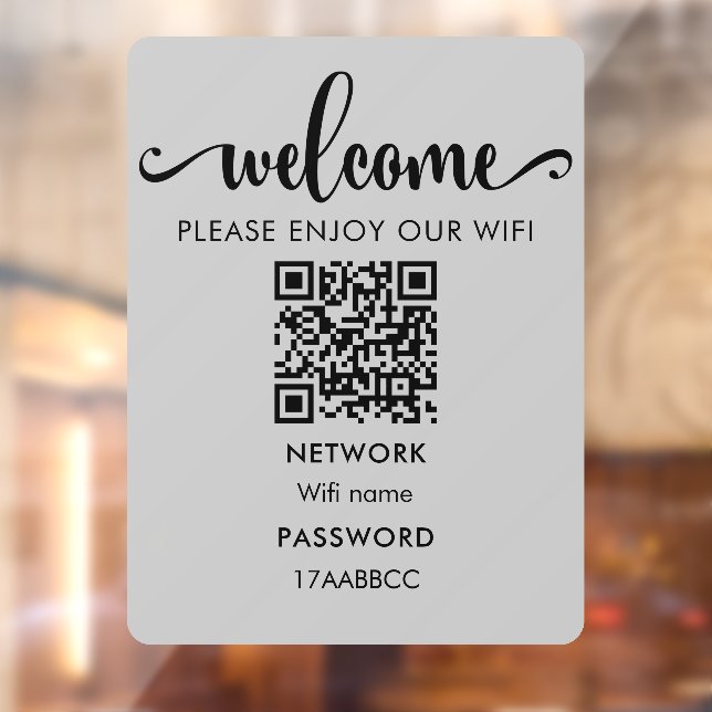 WIFI - QR-Code | Bitte genießen Sie unser Wifi Gra Fensteraufkleber (Blatt 2)