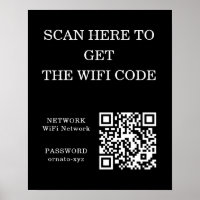 WiFi QR Code Black Poster - nach Zugriff suchen