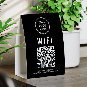 Wifi QR Code Geschäft Logo Schwarz Tischaufsteller