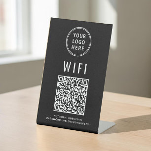 Wifi-QR-Code-Logo Schwarz Scannen Zum Verbinden Sockelschild