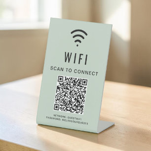Wifi-QR-Code Sage Green Scannen zum Verbinden Sockelschild