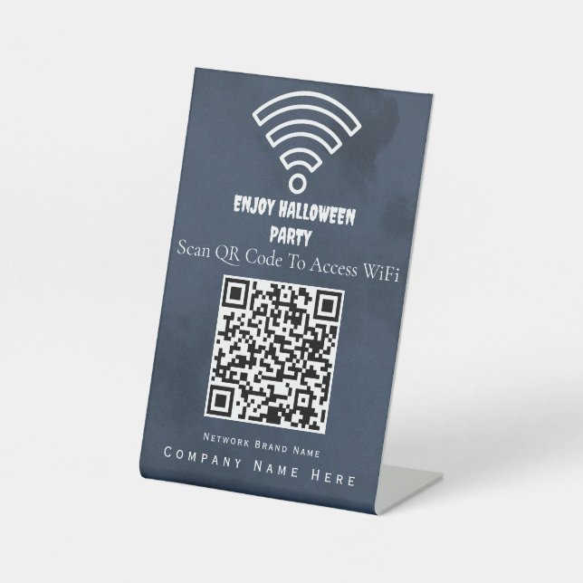 Wifi QR Code Scan zum Verbinden des blauen Dunklen Sockelschild (Vorderseite)