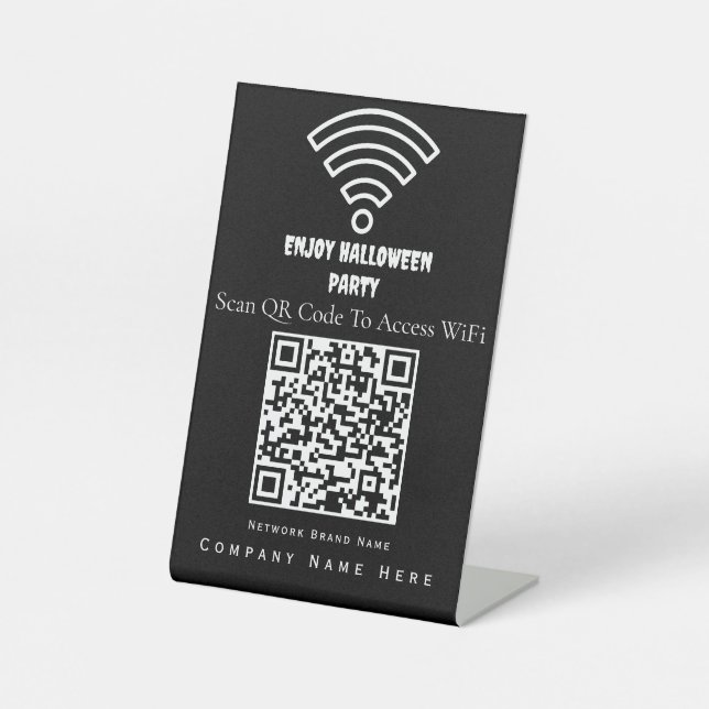 Wifi QR-Code-Scan zur Verbindung von Schwarz Sockelschild (Vorderseite)