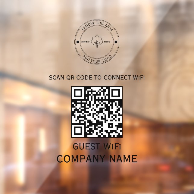 Wifi QR-Codekennwort und Netzwerkname Schwarz Fensteraufkleber (Blatt 2)