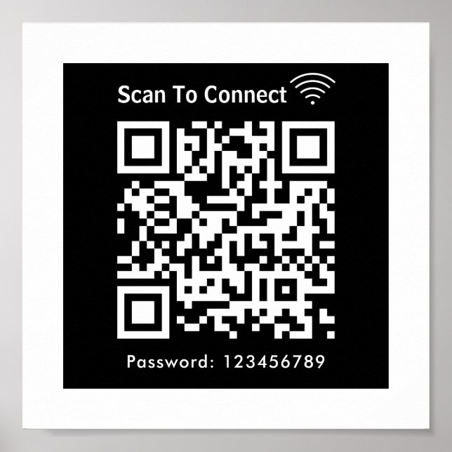 WiFi-Scan zum Verbinden von Kennwort QR-Code schwa Poster (Vorne)