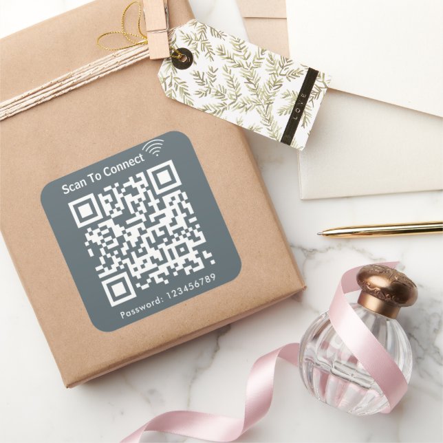 WiFi-Scan zur Verbindung von Kennwort-Qr-Code-Mari Quadratischer Aufkleber (Schenken)