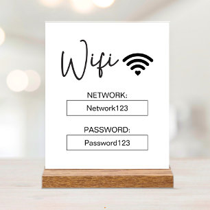 Wifi-Schild Wifi-Passwort Weißes Acryl-Tischschild Acrylschild
