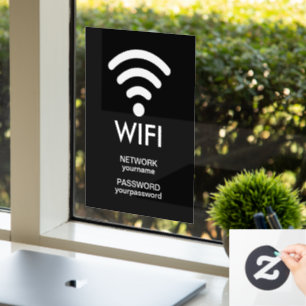 Wifi-Symbol WLAN und Passwort Login Fensteraufkleber