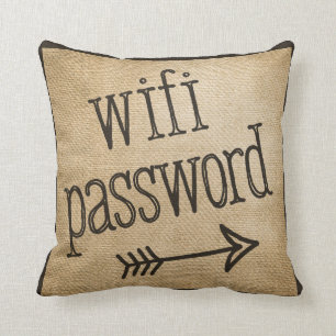 Wifie Passwort-Vintage Leinwand Kissen