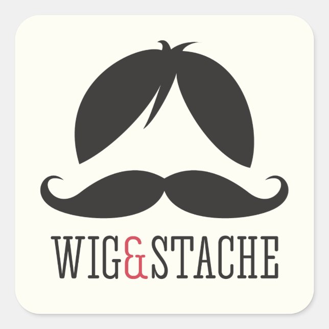 Wig und Schnurrbart Geburtstagsparty Quadratischer Aufkleber (Vorderseite)