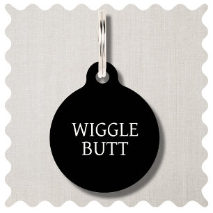 Wiggle Hintern Funny Black Dog Round Pet Tag Haustiermarke