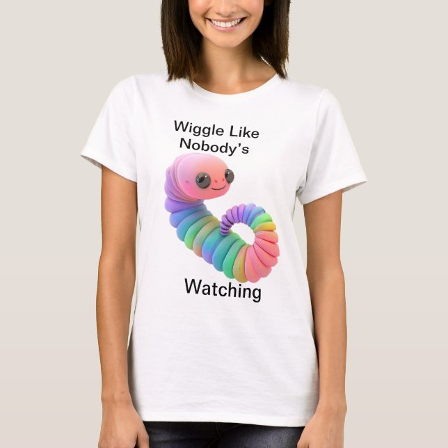Wiggle like Niemand sieht zu - Funny Rainbow Worm T-Shirt (Vorderseite)