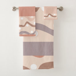 Wiggly Brown Line Badhandtuch Set