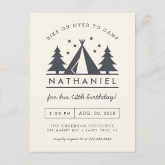 Wigwam in der Geburt-Tag-Camp-Party Einladung von