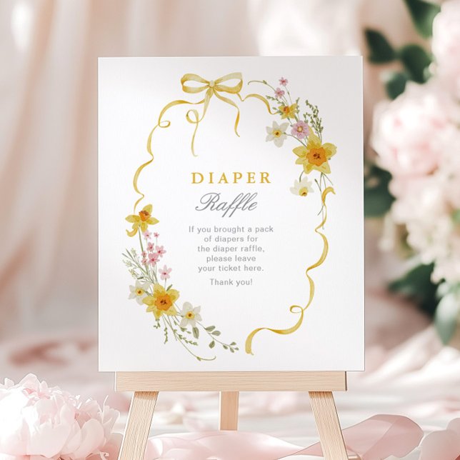 Wiilflower Diaper Raffle Floral Bow Baby Dusche Poster (Von Creator hochgeladen)