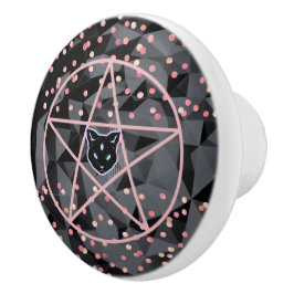 WiizyHexenzauberhexe Kosmische Katze Pentagramm Ma Keramikknauf