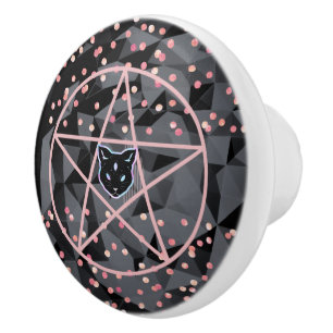 WiizyHexenzauberhexe Kosmische Katze Pentagramm Ma Keramikknauf