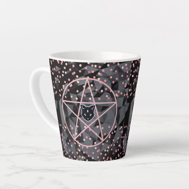 WiizyHexenzauberhexe Kosmische Katze Pentagramm Ma Milchtasse (Linke Ecke)