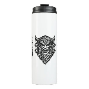 Wiking, Drache und Schildmaid – nordische mythisch Thermosbecher