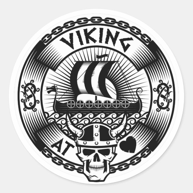 Wiking im Herzen Runder Aufkleber (Vorderseite)