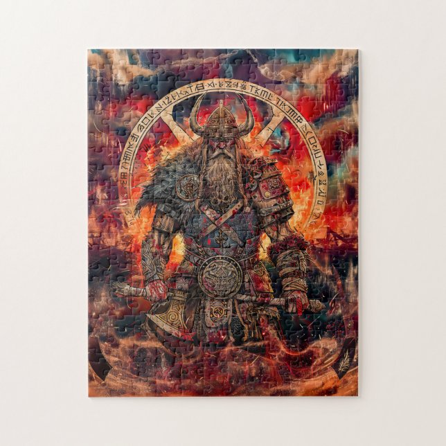 Wiking-Krieger in Asgard mit Göttern (Vertikal)