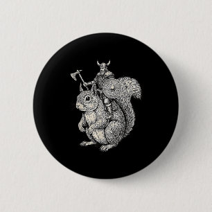 Wiking-Reitendes Eichhörnchen Lustige Krieger Kuns Button