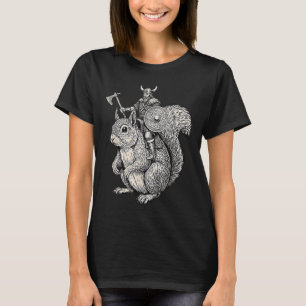 Wiking-Reitendes Eichhörnchen Lustige Krieger Kuns T-Shirt