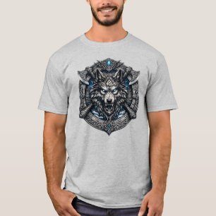 Wiking-Wolfsschild norwegisches Krieger-Fantasie-E T-Shirt