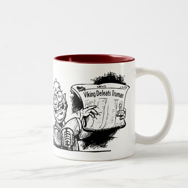Wikinger besiegt Truman-Tasse Zweifarbige Tasse (Rechts)