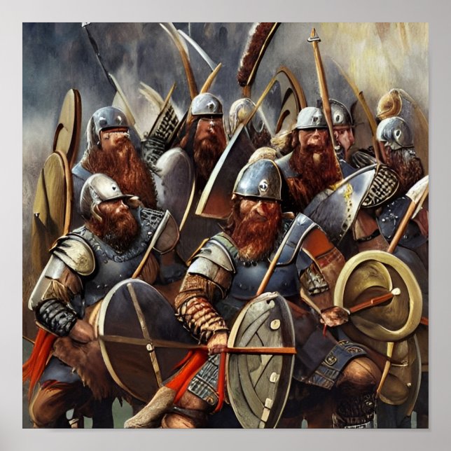 Wikinger, die in die Schlacht ziehen Poster (Vorne)