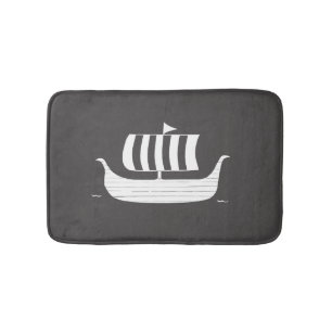 Wikinger Langboot mit individueller Hintergrundfar Badematte