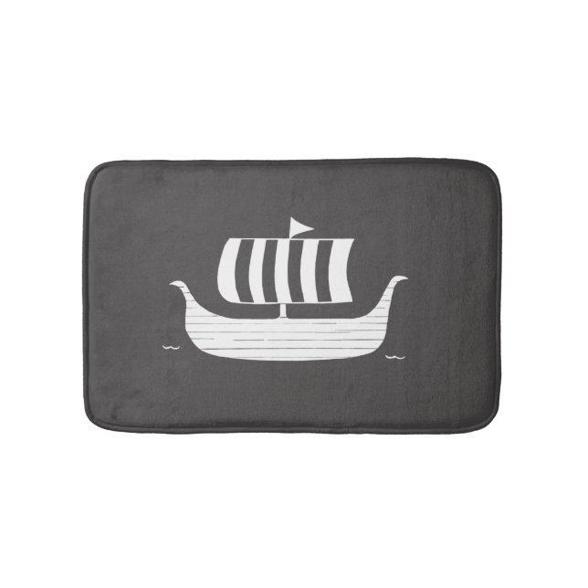 Wikinger Langboot mit individueller Hintergrundfar Badematte (Vorderseite)