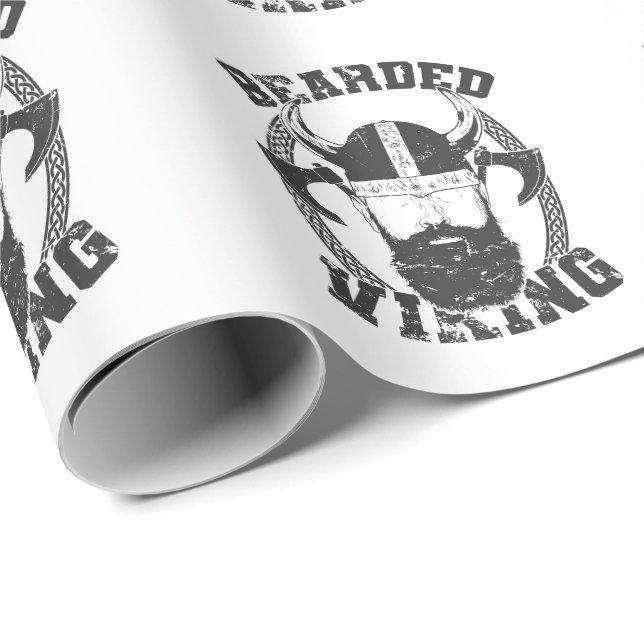 Wikinger mit Vollbart Bearded Viking Geschenkpapier (Rolleneckpunkt)