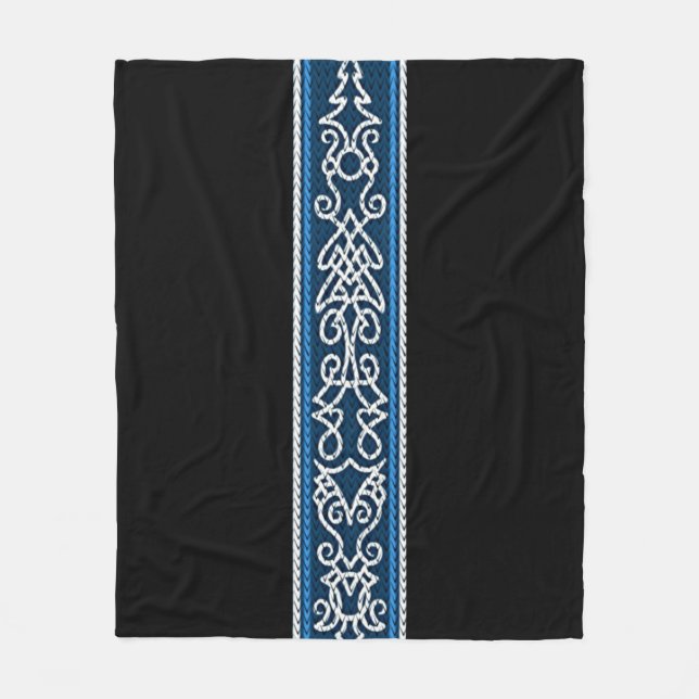 Wikinger Muster Blau Fleecedecke (Vorderseite)