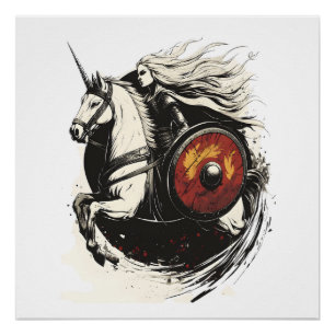 Wikinger-Schildjungfrau-Einhorn (1) Poster