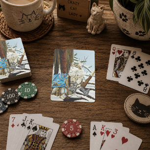 Wikingerkatze Blauer Drache Fantasy Spielkarten