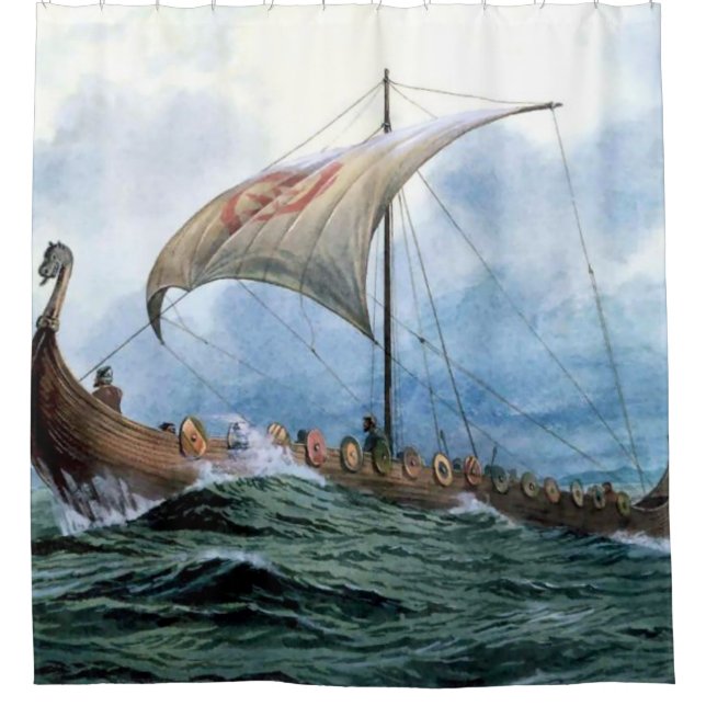 Wikingerlongboat Duschvorhang (Vorderseite)