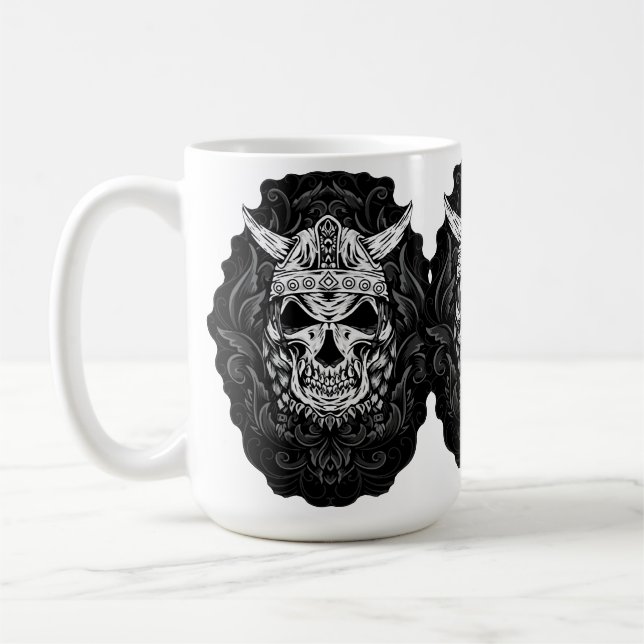 Wikingerschädelkunst mit Gravuren Kaffeetasse (Links)