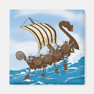 Wikingerschiff Cartoon Magnet