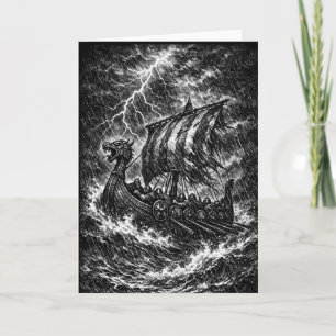 Wikingerschiff im Sturm — Ink Saga Art Karte