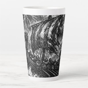 Wikingerschiff im Sturm — Ink Saga Art Milchtasse