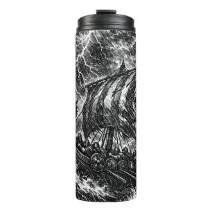 Wikingerschiff im Sturm — Ink Saga Art Thermosbecher
