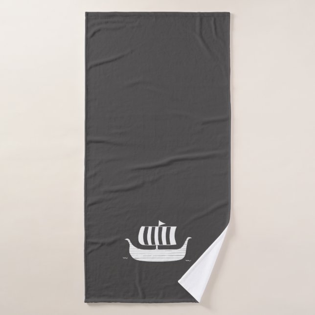 Wikingerschiff mit benutzerdefinierter Hintergrund Badehandtuch (Badehandtuch)