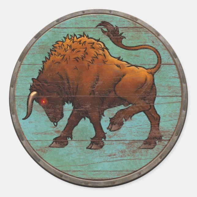 Wikingerschild-Aufkleber - Auroch Runder Aufkleber (Vorderseite)